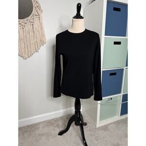 Pact Black Organic Cotton Ribbed Long-sleeved Layering Thermal Shirt Tee L